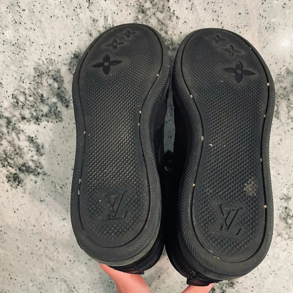 Louis Vuitton Millenium Wedge Sneakers Leather Embossed Suede Black Size 37 - Picture 15 of 15